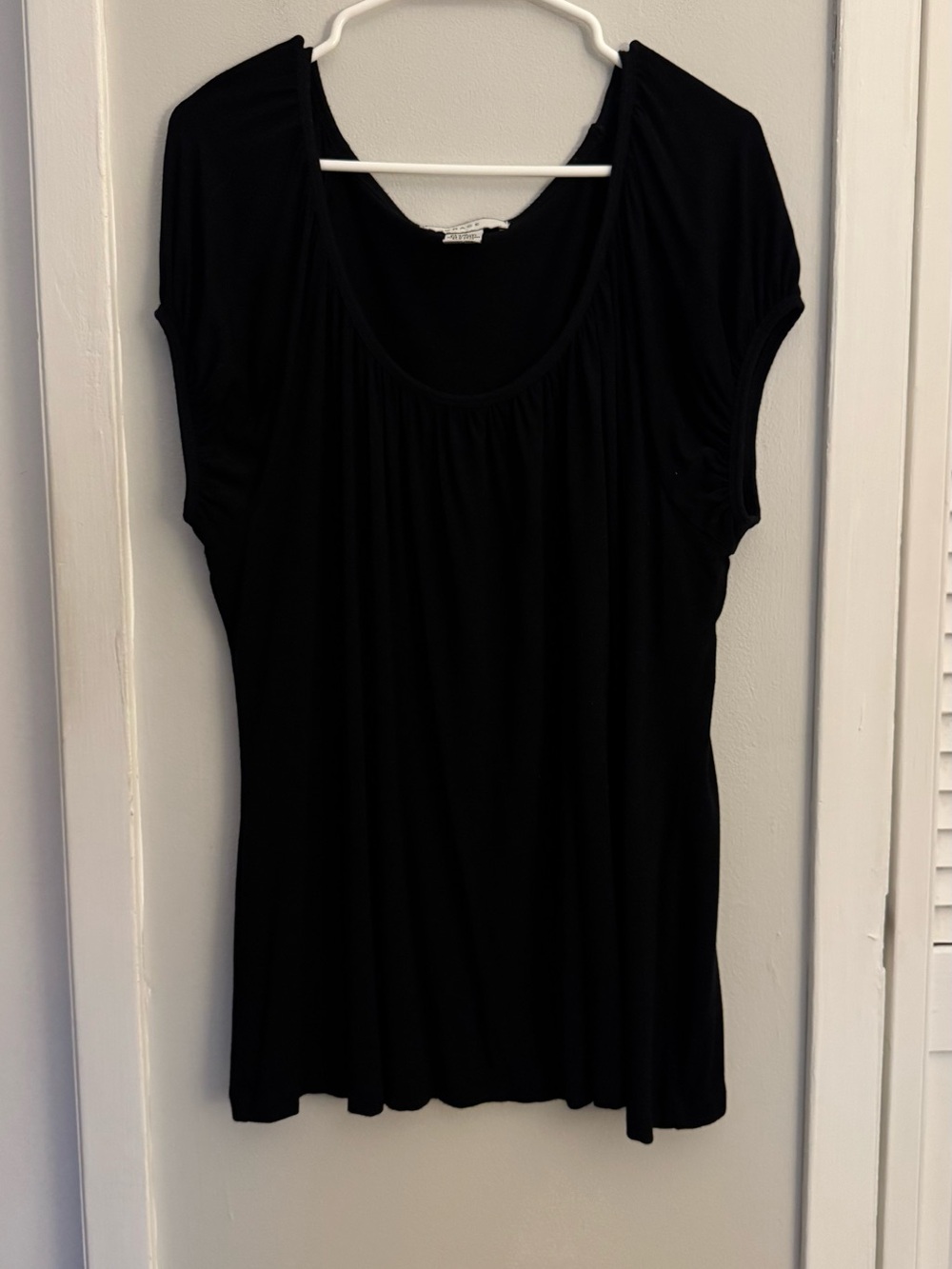 Grace Black Draped Scoop Neck Top – Size XL